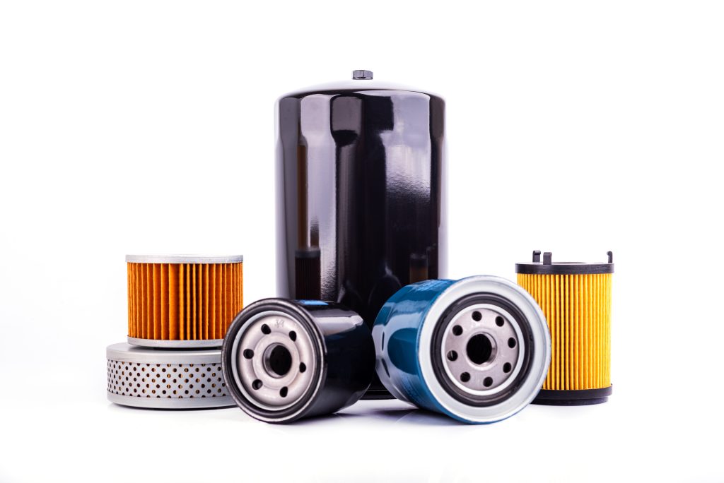 Auto parts accessories : Top view of  Oil , fuel or air filter for engine car  isolated on white background.